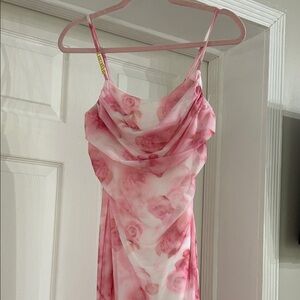 Elegant Pink Floral Maxi Dress